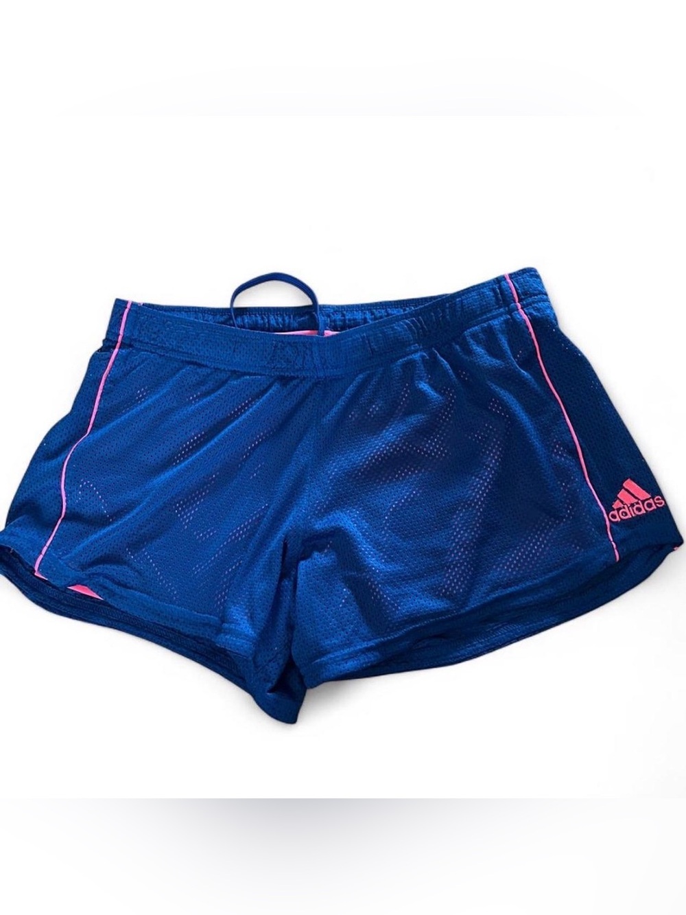 Vintage early 00’s adidas Women's Royal Blue Athletic Mesh Shorts with Pink Trim